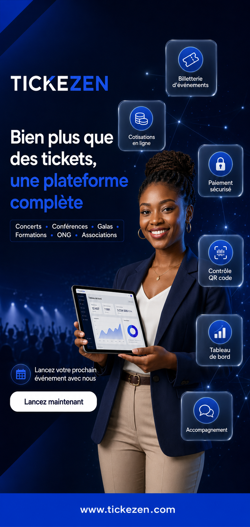 Vous organisez un concert, une conférence, un gala, une formation ou une activité associative ? TICKEZEN vous accompagne avec des solutions simples et sécurisées